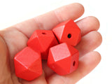 8 20mm Red Beads Faceted Cube Beads Wood Beads Jewelry Making Beading Supplies Macrame Beads Wooden Bead