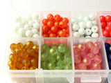 10 Colors 6mm Round Glass Beads Mixed Color Beads Kit - Bead Box Jewelry Making Beading Supplies