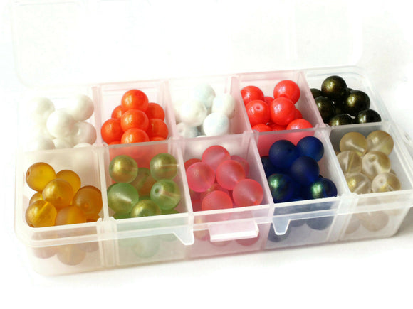 10 Colors 10mm Round Glass Beads Mixed Color Beads Kit - Bead Box Jewelry Making Beading Supplies