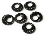 6 27mm Black Gogo Ring Beads Vintage Plastic Drop Beads Jewelry Making Beading Supplies Loose Beads Large Hole Donut Beads Spacer Beads