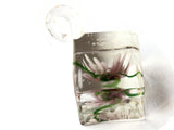22mm Purple Flower Lampwork Glass Pendant Square Cube Pendant Jewelry Making Beading Supplies SmileyBoy