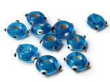 10 Sky Blue Evil Eye Beads Lampwork Glass Beads Large Hole Beads Donut Beads European Saucer Beads Jewelry Making Macrame Beading Supplies