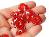 10 Red Evil Eye Beads Lampwork Glass Beads Large Hole Beads Donut Beads European Saucer Beads Jewelry Making Macrame Beading Supplies
