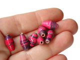 10 14mm Pink and Purple Striped Ugandan Paper Beads Fair Trade Beads African Paper Beads Sealed Paper Beads Upcycled Bead Jewelry Making