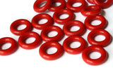 20 15mm Red Ring Beads Vintage Plastic Links Jewelry Making Beading Supplies Loose Beads Large Hole Donut Beads Spacer Beads