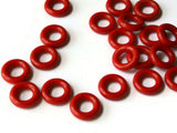 20 15mm Red Ring Beads Vintage Plastic Links Jewelry Making Beading Supplies Loose Beads Large Hole Donut Beads Spacer Beads