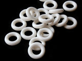 20 15mm White Ring Beads Vintage Plastic Links Jewelry Making Beading Supplies Loose Beads Large Hole Donut Beads Spacer Beads