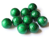 10 14mm Green Plastic Glitter Beads Vintage Plastic Round Beads Loose Beads Jewelry Making Beading Supplies Lightweight Beads Ball Beads