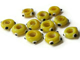 10 Yellow Evil Eye Beads Lampwork Glass Beads Large Hole Beads Donut Beads European Saucer Beads Jewelry Making Macrame Beading Supplies