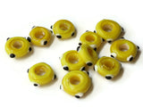 10 Yellow Evil Eye Beads Lampwork Glass Beads Large Hole Beads Donut Beads European Saucer Beads Jewelry Making Macrame Beading Supplies
