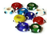 10 Rainbow Evil Eye Beads Mixed Lampwork Glass Beads Large Hole Beads Donut Beads European Saucer Beads Jewelry Making Beading Supplies