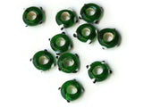 10 Green Evil Eye Beads Lampwork Glass Beads Large Hole Beads Donut Beads European Saucer Beads Jewelry Making Macrame Beading Supplies