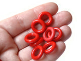 20 15mm Red Ring Beads Vintage Plastic Links Jewelry Making Beading Supplies Loose Beads Large Hole Donut Beads Spacer Beads
