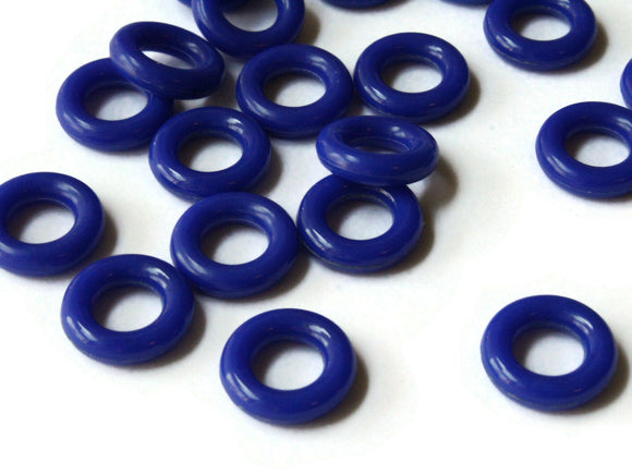 20 15mm Blue Ring Beads Vintage Plastic Links Jewelry Making Beading Supplies Loose Beads Large Hole Donut Beads Spacer Beads