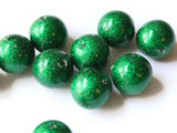 10 14mm Green Plastic Glitter Beads Vintage Plastic Round Beads Loose Beads Jewelry Making Beading Supplies Lightweight Beads Ball Beads