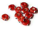 10 Orange Red Evil Eye Beads Lampwork Glass Beads Large Hole Beads Donut Beads European Saucer Beads Jewelry Making Macrame Beading Supplies