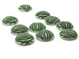 10 18mm Stripe Pattern Round Cabochons White and Green Cabochons Vintage West Germany Plastic Cabochons Jewelry Making Beading Supplies