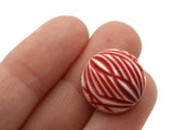 10 18mm Stripe Pattern Round Cabochons White and Red Cabochons Vintage West Germany Plastic Cabochons Jewelry Making Beading Supplies