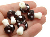 6 19mm Purple and White Mushroom Beads Mixed Color Polka Dot Lampwork Glass Beads Plant Beads Jewelry Making Beading Supplies