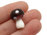 6 19mm Purple and White Mushroom Beads Mixed Color Polka Dot Lampwork Glass Beads Plant Beads Jewelry Making Beading Supplies