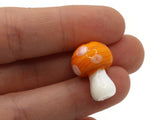 6 19mm Orange and White Mushroom Beads Mixed Color Polka Dot Lampwork Glass Beads Plant Beads Jewelry Making Beading Supplies