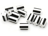12 12mm to 14mm Black and White Striped Vintage Plastic Tube Beads Jewelry Making Beading Supplies Beads to String