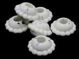 6 24mm x 15mm Large Hole Beads White Speckled Beads Saucer Rondelle Beads Vintage Plastic Beads Jewelry Making Beading Supplies Loose Beads