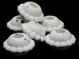 6 24mm x 15mm Large Hole Beads White Speckled Beads Saucer Rondelle Beads Vintage Plastic Beads Jewelry Making Beading Supplies Loose Beads