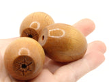 3 35mm Brown Wood Barrel Beads Wooden Oval Beads Jewelry Making Beading Supplies Big Loose Beads Smileyboy
