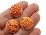 10 18mm Stripe Pattern Round Cabochons White and Orange Cabochons Vintage West Germany Plastic Cabochons Jewelry Making Beading Supplies