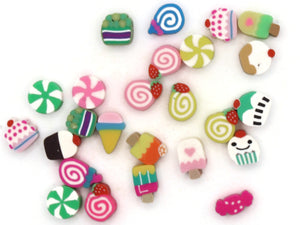25 10mm Cupcake, Popsicle, Ice Cream and Candy Beads Sweet Treat Beads Dessert Food Beads Polymer Clay Beads Jewelry Making Beading Supply