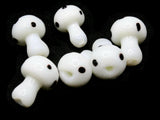 6 19mm White Mushroom Beads Mixed Color Polka Dot Lampwork Glass Beads Plant Beads Jewelry Making Beading Supplies