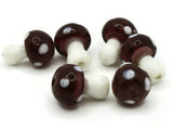 6 19mm Purple and White Mushroom Beads Mixed Color Polka Dot Lampwork Glass Beads Plant Beads Jewelry Making Beading Supplies