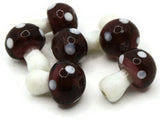 6 19mm Purple and White Mushroom Beads Mixed Color Polka Dot Lampwork Glass Beads Plant Beads Jewelry Making Beading Supplies