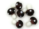 6 19mm Purple and White Mushroom Beads Mixed Color Polka Dot Lampwork Glass Beads Plant Beads Jewelry Making Beading Supplies