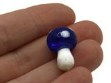 6 19mm Royal Blue and White Mushroom Beads Polka Dot Lampwork Glass Beads Plant Beads Jewelry Making Beading Supplies