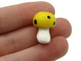 6 19mm Yellow and White Mushroom Beads Polka Dot Lampwork Glass Beads Plant Beads Jewelry Making Beading Supplies
