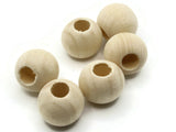 6 24mm x 20mm Unfinished Light Brown Beads Round Wood Beads Wooden Beads Large Hole Beads Loose Beads Macrame Beads