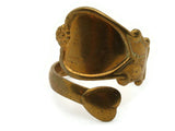 Vintage Unplated Brass Spoon Ring Heart Ring Adjustable Ring Vintage Jewelry