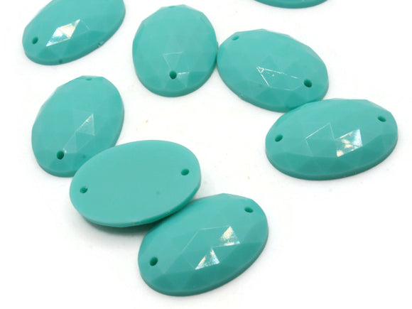 8 25mm Faceted Oval Cabochons Turquoise Blue Sew On Cabochons Vintage West Germany Plastic Cabochons Jewelry Making Beading Supplies