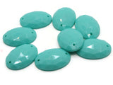 8 25mm Faceted Oval Cabochons Turquoise Blue Sew On Cabochons Vintage West Germany Plastic Cabochons Jewelry Making Beading Supplies