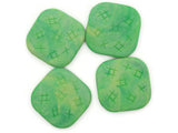 4 31mm Green Vintage Plastic Beads Flat Square Beads Tic Tac Toe Beads Hashtag Beads Jewelry Making Beading Supplies Loose Beads to String