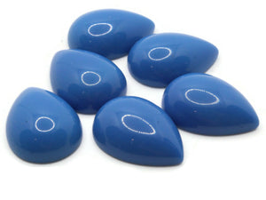 6 25mm Blue Teardrop Cabochons Flat Back Cabochons Vintage Lucite Cabochons Plastic Cabochons Jewelry Making Crafting Supplies