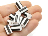12 12mm to 14mm Black and White Striped Vintage Plastic Tube Beads Jewelry Making Beading Supplies Beads to String