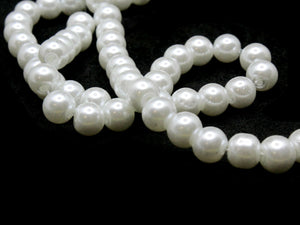 70 6mm White Glass Pearl Beads Faux Pearls Jewelry Making Beading Supplies Round Accent Beads Ball Beads Small Spacer Beads