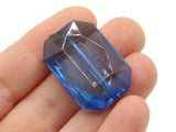 6 30mm Blue Beads Acrylic Gems Rectangle Jewel Beads Acrylic Jewels Plastic Beads to String Jewelry Making Beading Supplies