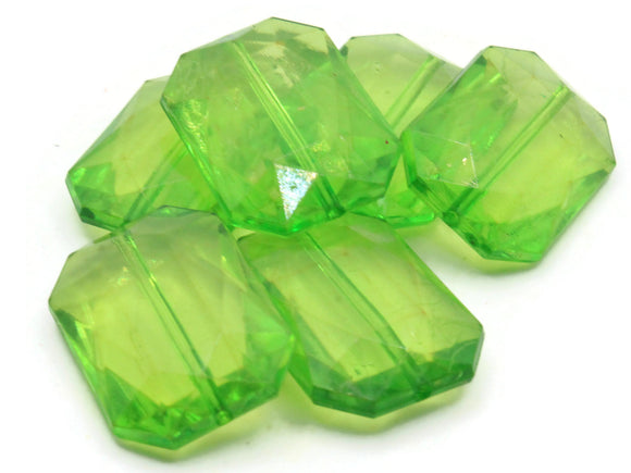 6 30mm Green Beads Acrylic Gems Rectangle Jewel Beads Acrylic Jewels Plastic Beads to String Jewelry Making Beading Supplies