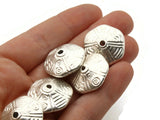 5 22mm Patterned Saucer Beads Silver Plated Plastic Beads Vintage Beads Jewelry Making Beading Supplies Uncirculated Loose Bead Smileyboy