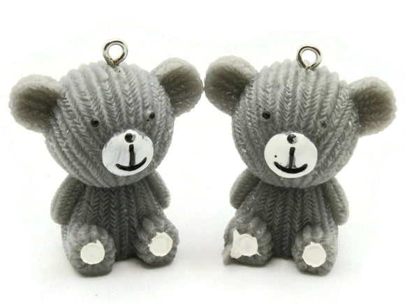 2 33mm Gray Teddy Bear Charms Resin Charms Toy Pendants Miniature Cute Charms Jewelry Making Beading Supplies kitsch charms Smileyboy