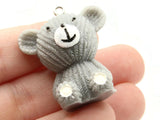2 33mm Gray Teddy Bear Charms Resin Charms Toy Pendants Miniature Cute Charms Jewelry Making Beading Supplies kitsch charms Smileyboy